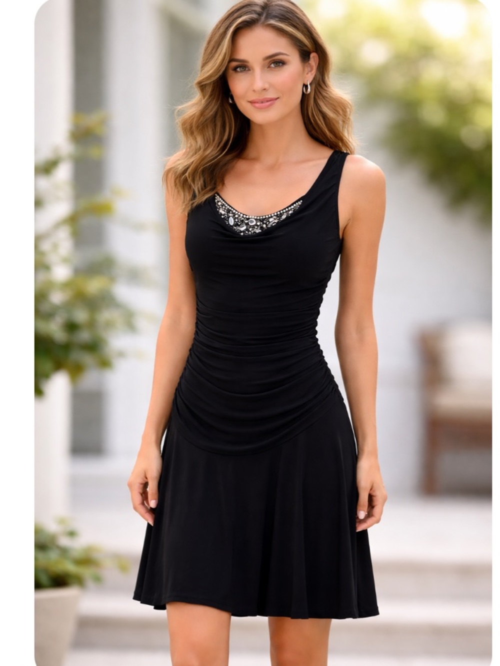 DRESS BARN Black Vintage 90s  Jeweled Neckline Sleeveless Corset   Dress 4 NWOT